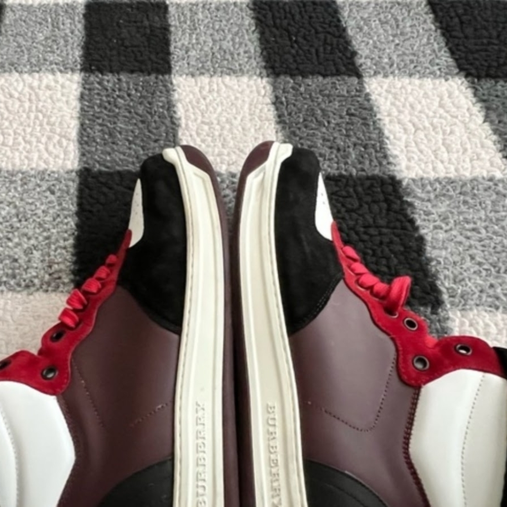 Burberry Red and Black High-Top Sneakers - Picture 3 of 5